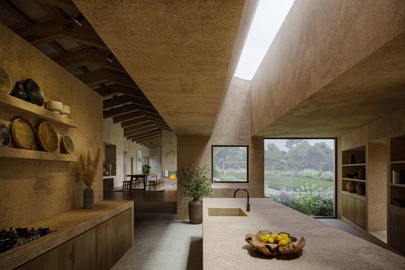 Großzügige Küche mit Tageslicht von oben