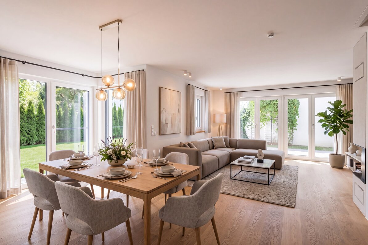 Spacious living/dining area (virtually furnished)