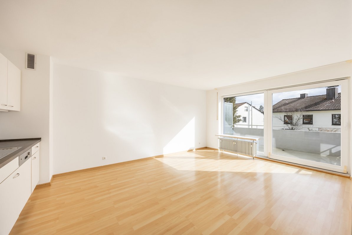 Living area with southeast-facing balcony