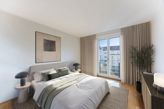 Bildschönes Schlafzimmer (virtuell möbliert)