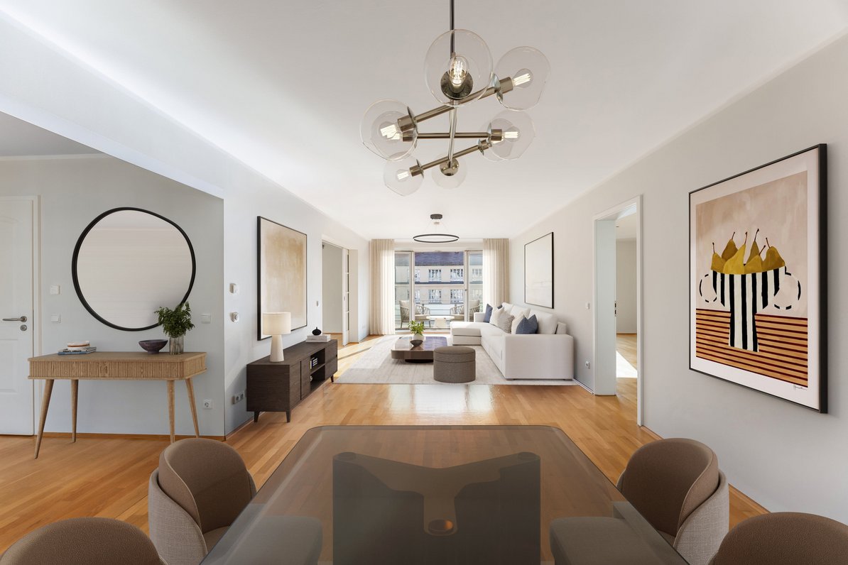 Offener Wohn-/Essbereich (virtuell möbliert)