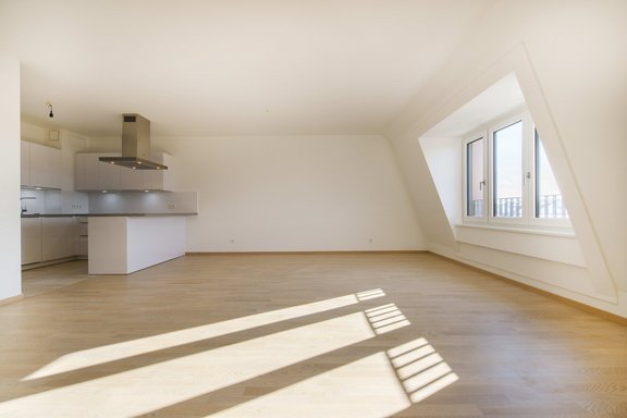 Living room with open kitchen