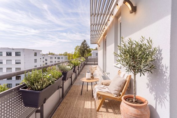 South-facing rooftop terraces (virtually furnished)