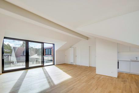 Light-filled, quiet 2-room attic apartment with balcony and dream view
