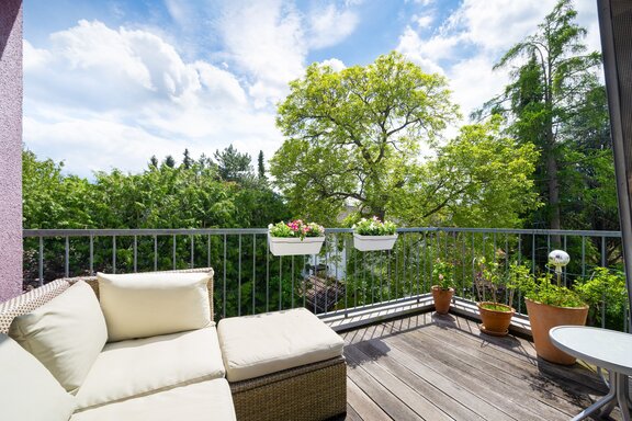 South-facing master balcony