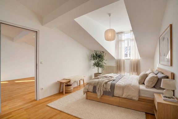 Bildschönes Schlafzimmer (virtuell möbliert)