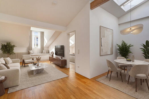 Spacious living and dining area (virtually furnished)