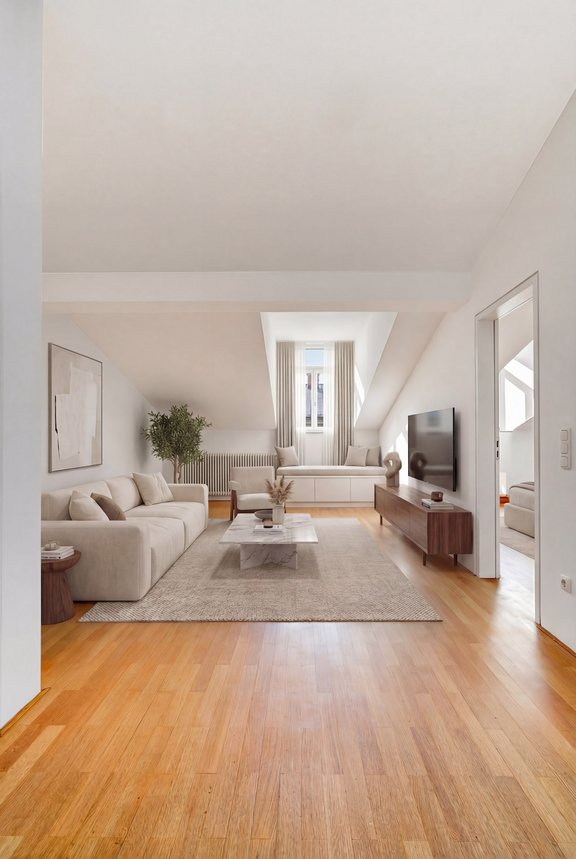 Gemütliches Wohnzimmer (virtuell möbliert)