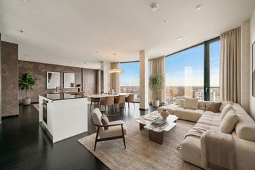 Objektvideo ansehen: Loft-Style und 180°-Panorama: Design-Domizil im 14. Geschoss des Friends Tower 2