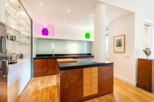 Fitted kitchen with work block