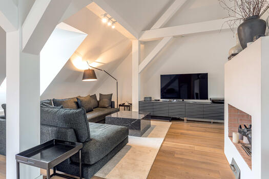 Living room with fireplace