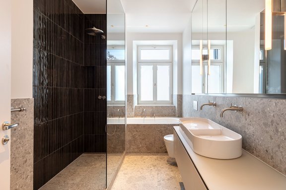 Elegant bathroom design with natural light