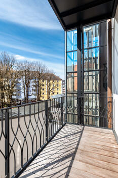 South-facing balcony overlooking the courtyard