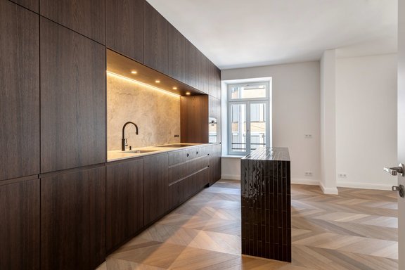 Stylish custom-built kitchen with brand-name appliances