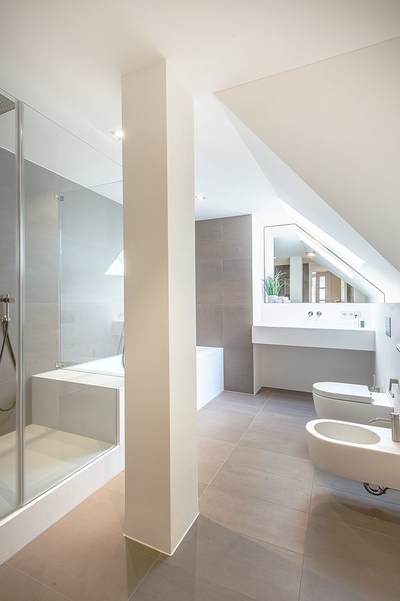 Bathroom with designer equipment