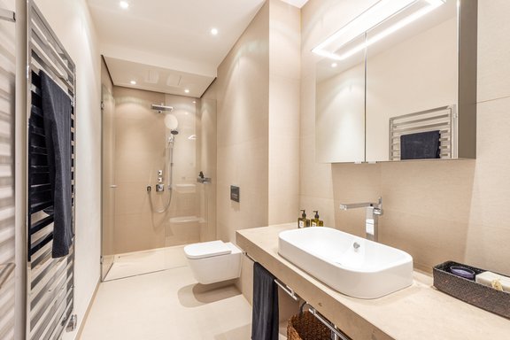 Gästebad mit Walk-in-Dusche