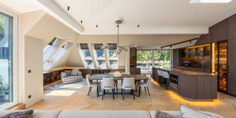 A Top-of-the-Line Penthouse: Exquisite Interiors, Spaciousness, and Privacy
