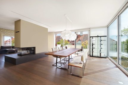 Wohn-/Essbereich mit Kamin