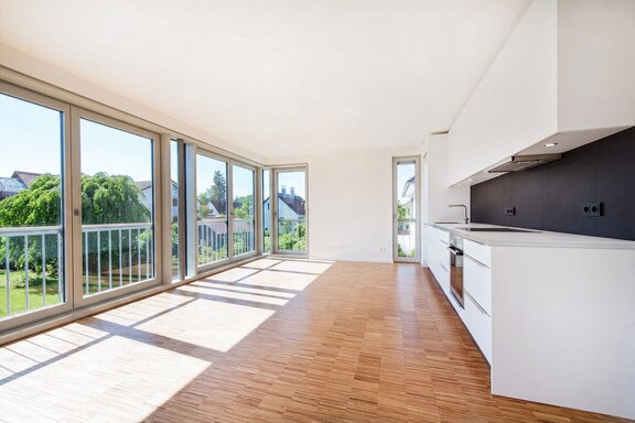 Dining area with open kitchen