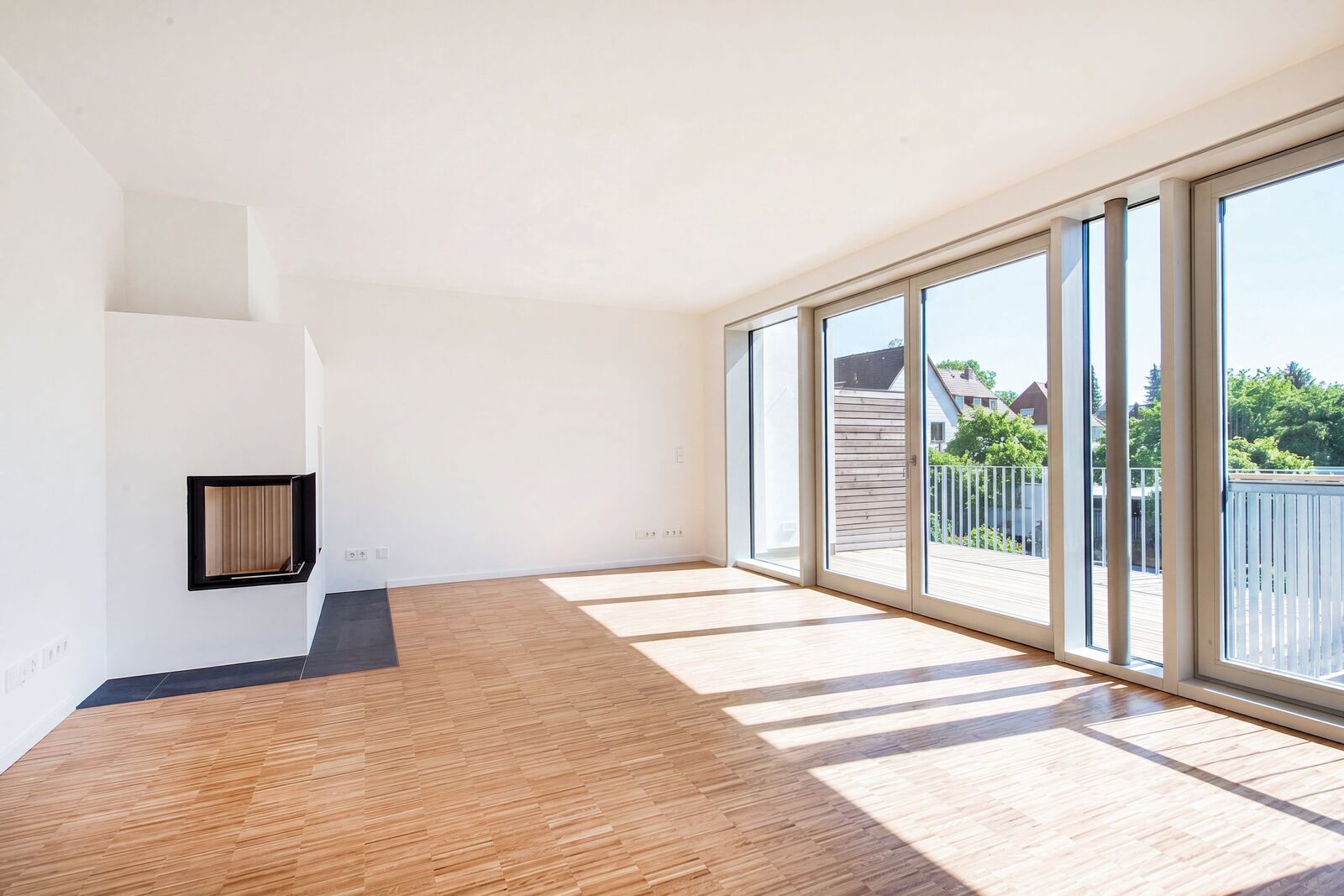 Living area with a fireplace
