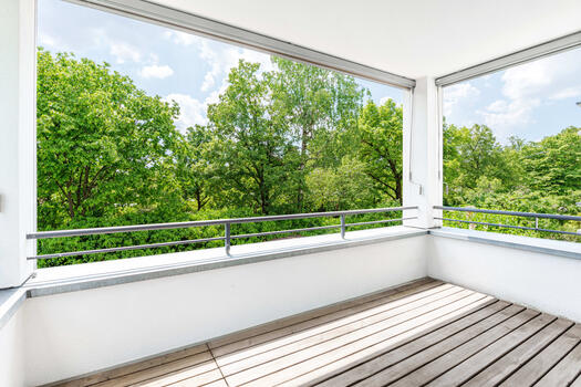 Covered south balcony with awnings