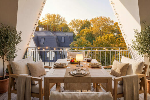 Protected west-facing loggia (virtually furnished)