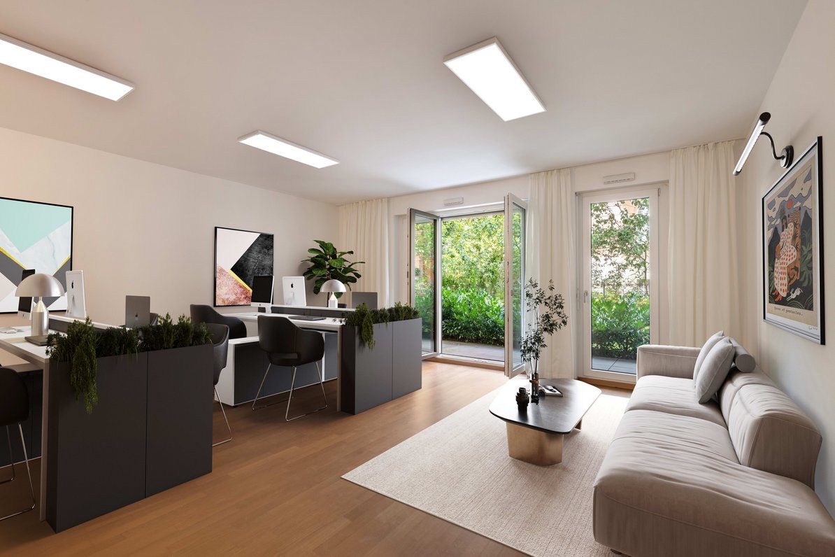 Büro mit gemütlicher Atmosphäre