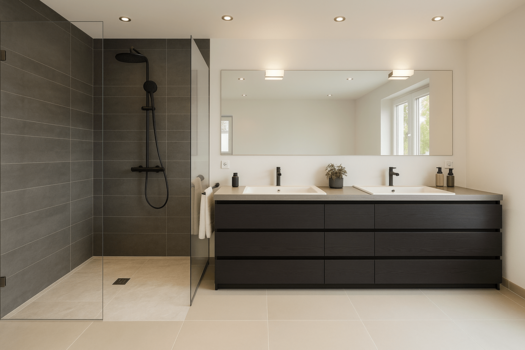 Bad mit Badewanne (virtuell möbliert)