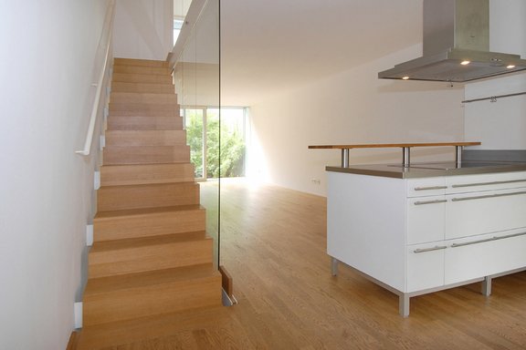 Kitchen with stairs