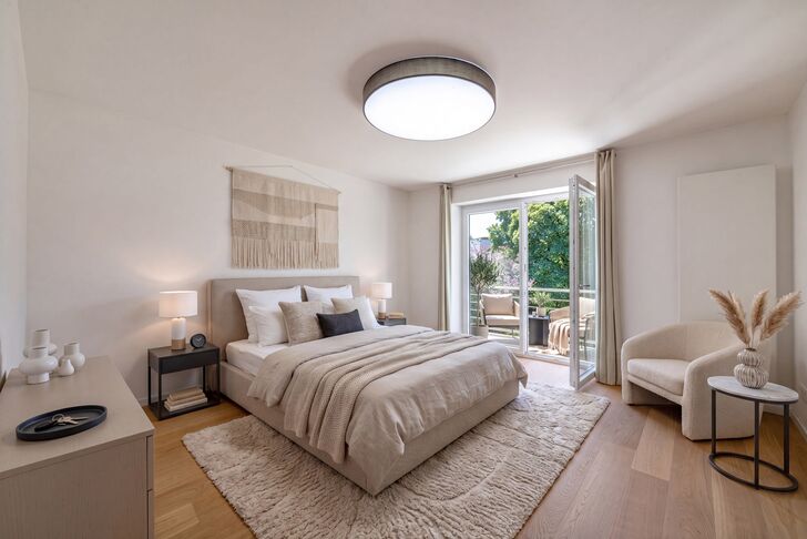 Bedroom with a balcony (rendering)