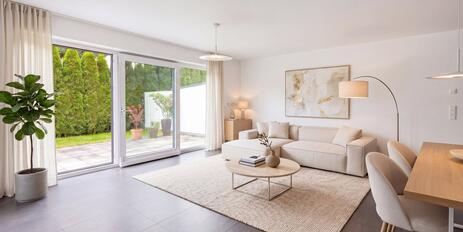 Sunny garden apartment on two levels
