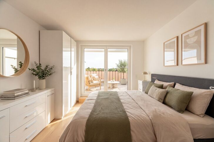 Geräumiges Schlafzimmer (visuell möbiliert)
