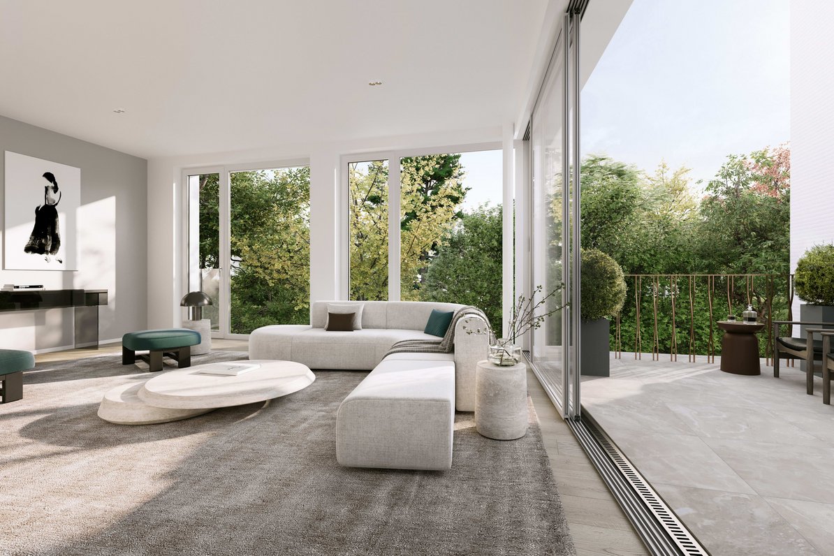 Wohnbereich mit Terrasse (Visualisierung)