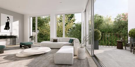 Neubau: Anspruchsvolle 3-Zimmer-Wohnung mit sonniger Frühstücksterrasse und bezaubernder Süd-Loggia