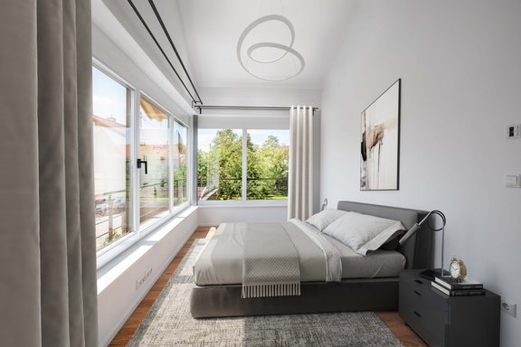 Eines von zwei Kinderzimmern (virtuell möbliert)