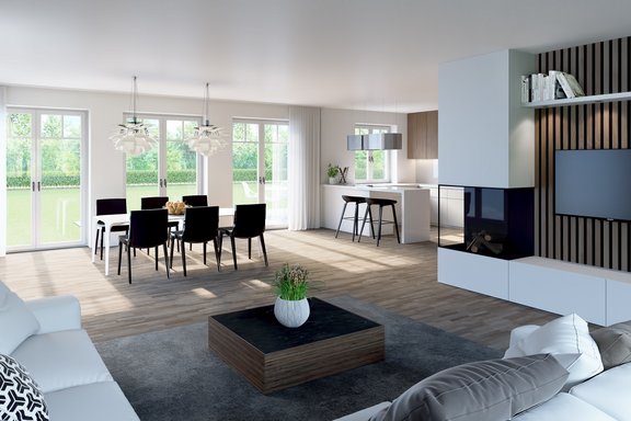 Attractive living and dining area