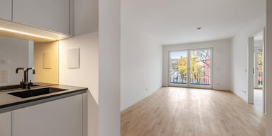 New build/first-time occupancy: Attractively furnished 2-room apartment with loggia