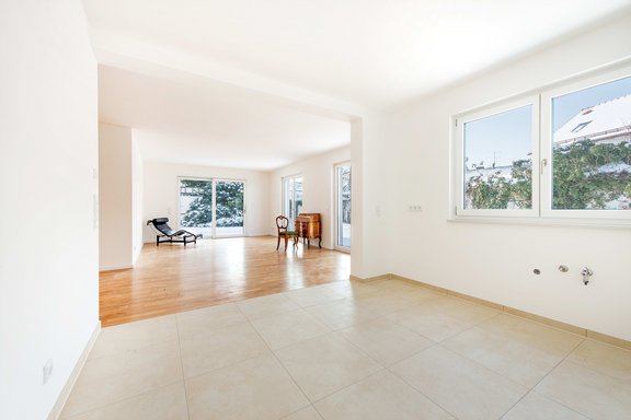 Bright living-dining area