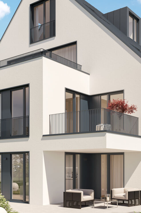 Ansicht Etagenwohnung Abendstimmung (Illustration)