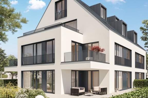 Ansicht Etagenwohnung Abendstimmung (Illustration)