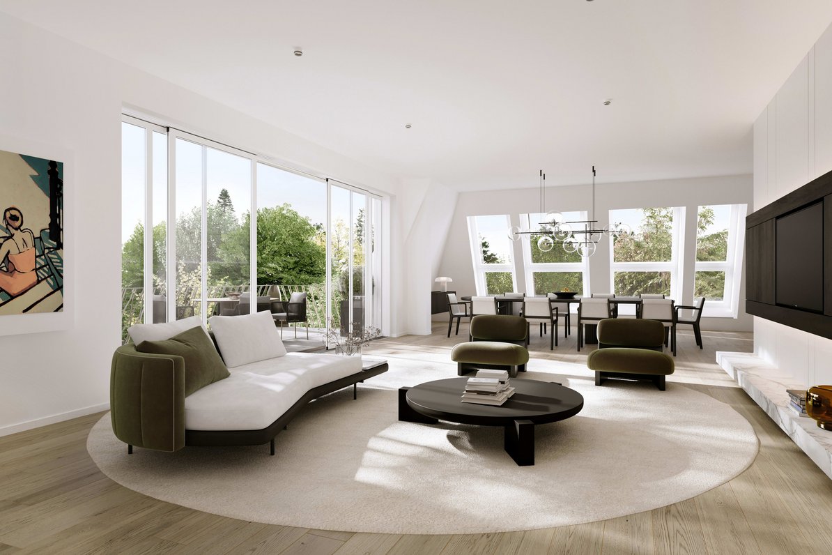 Wohnen und Terrasse Penthouse (Visualisierung)