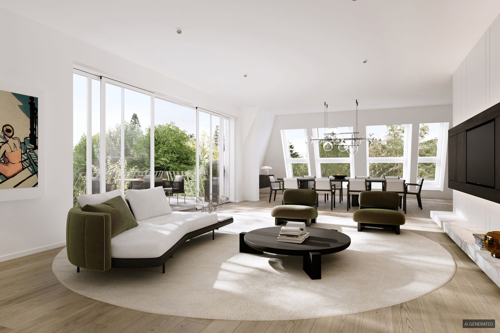 Wohnen und Terrasse Penthouse (Visualisierung)
