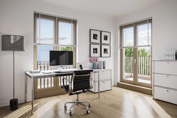 Arbeitszimmer mit Terrasse