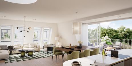 New build: Exclusive penthouse on one level with rooftop terrace and views of the countryside