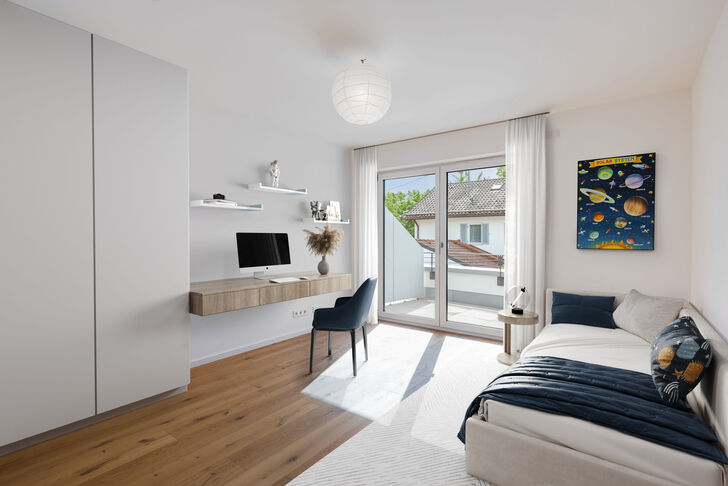 (Kinder-) Zimmer mit Terrassenzugang (virtuell möbliert)