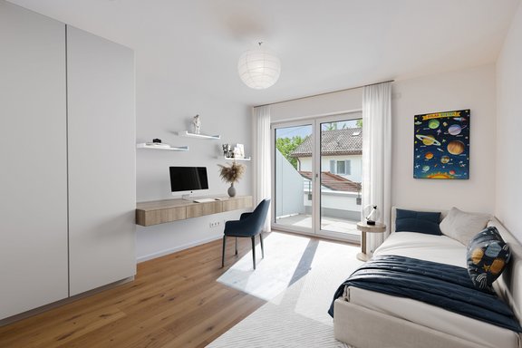 (Children's) room with terrace access (virtually furnished)