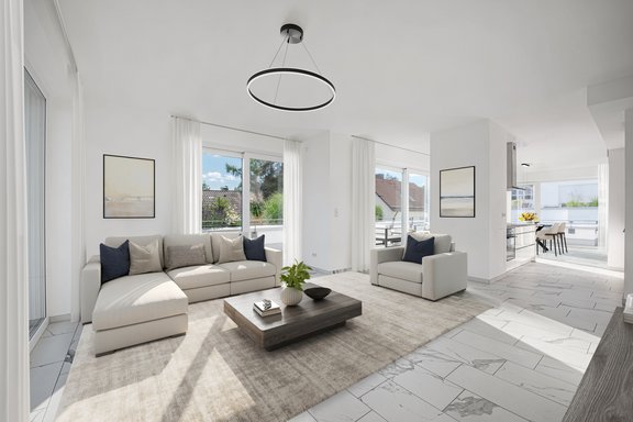 Bright, open-plan living area (virtually furnished)