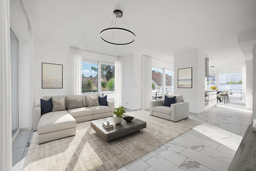 Bright, open-plan living area (virtually furnished)