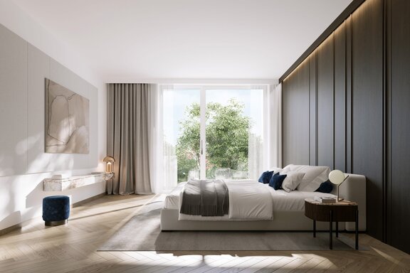 Floor-to-ceiling glass fronts (rendering)