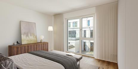 Neubau: Idealer Grundriss und Westausrichtung: Exklusive 3-Zimmer-Neubauwohnung mit Dachterrasse